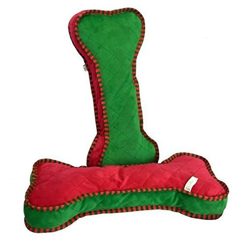 Large Dog Toy Red Green Bone Squeaks Honks