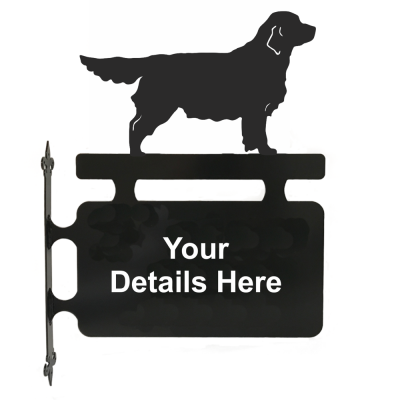 Golden Retriever Personalised Hanging House Sign in Black powser coated 3mm Mild steel