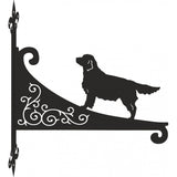 Golden Retriever Hanging Basket Bracket with scrolling. Dog facing  left and uphill. Black          ll