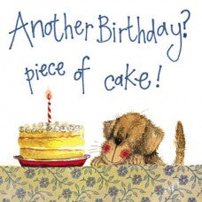 Alex Clark Golden Retriever Birthday Card "Piece of Cake" Dog with Birthday Cake